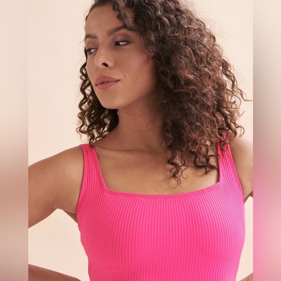 Bleu|Rod Beattie Walk The Line Square Neck One-piece Swimsuit in Hibiscus Sz 8 - Picture 3 of 9